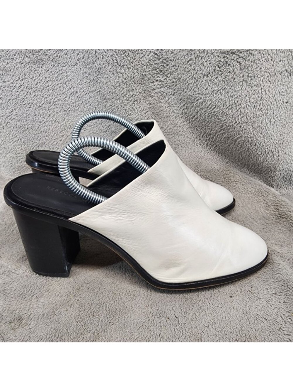 Rebecca Minkoff Shoes Womens Size 8.5 White Leather Slip On Mules *Read* - Picture 5 of 14